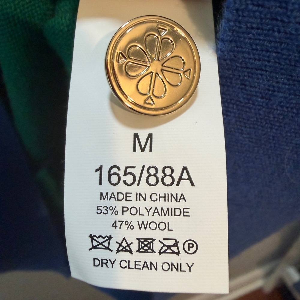 Kate Spade Colorblock Wool Blend Cardigan Medium Green Blue Preppy NJM00244 - Picture 6 of 7